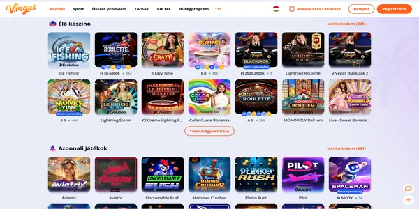 V.Vegas Casino live hry na mobile